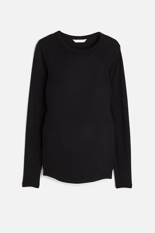 Mama ribbed jersey top - black