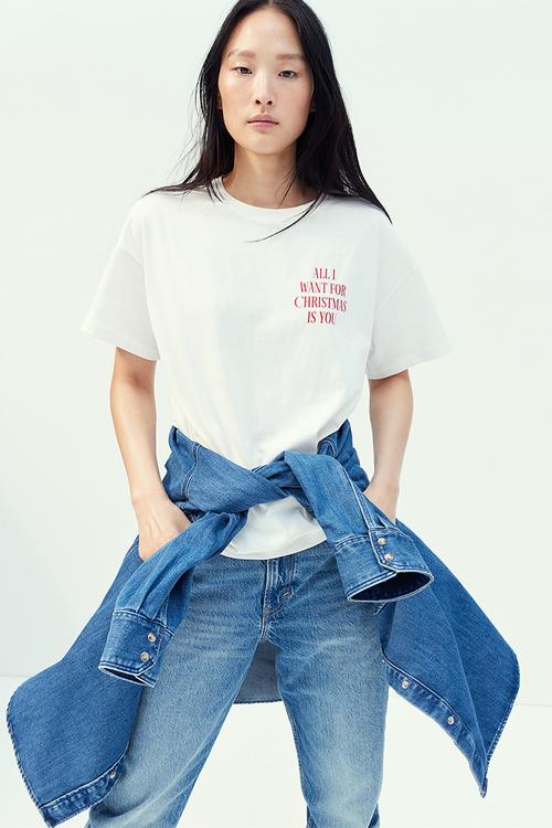 Oversized printed t-shirt - white & mariah carey