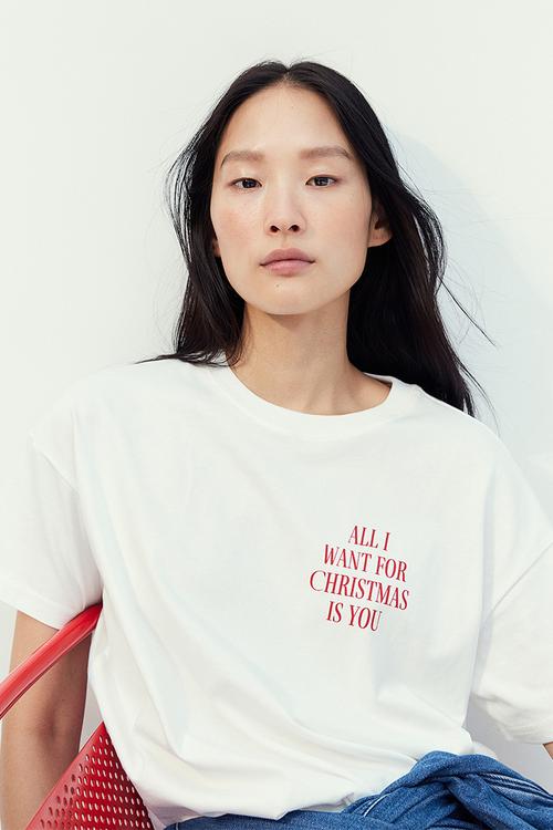 Oversized printed t-shirt - white & mariah carey