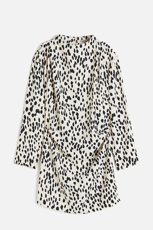 Draped dress - cream/spotted