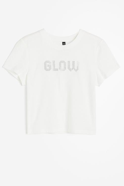 Glittery-motif T-shirt - cream glow