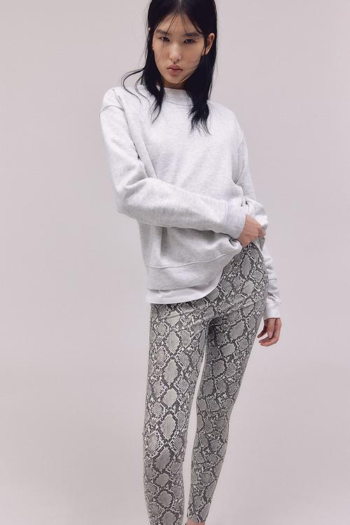 Crocodile-patterned leggings - white,multi,grey