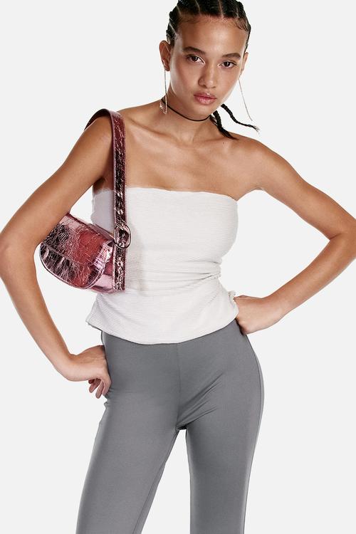 Textured tube top - light greige