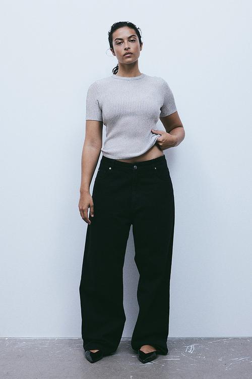 Metallic rib-knit top - silver-coloured