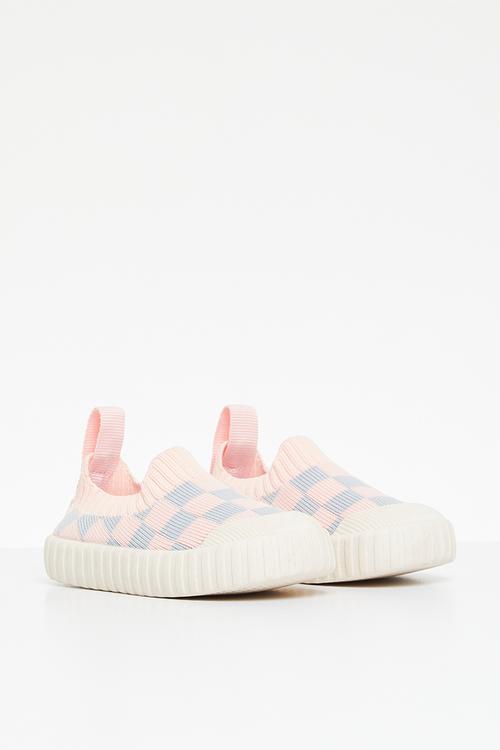 Check slip on sneakers - pink & grey