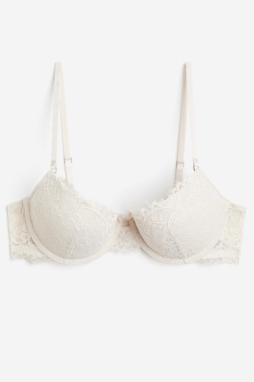 Lace push-up bra - light beige