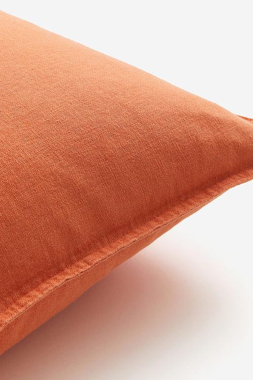 Linen-blend cushion cover - orange