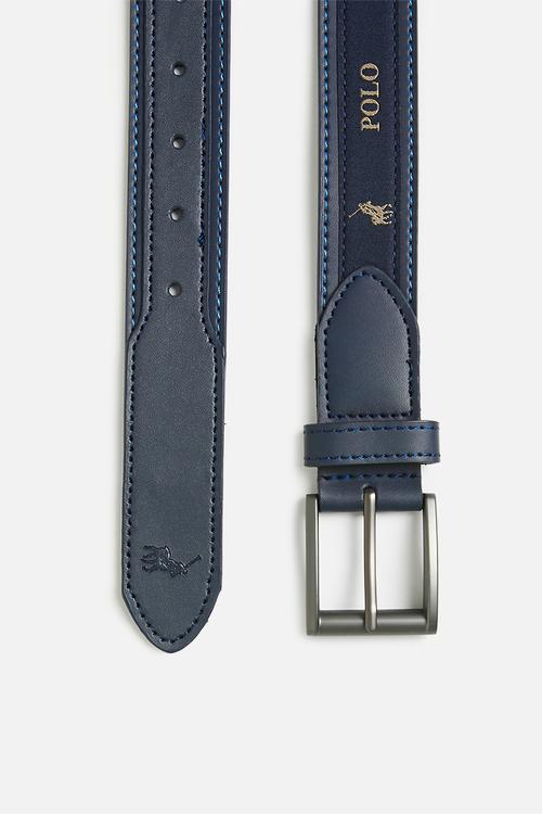 Alessandro Coated Leather Belt - Navy