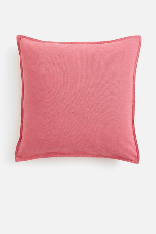 Linen-blend cushion cover - deep pink