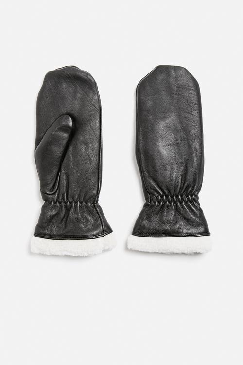Tie Leather Mittens