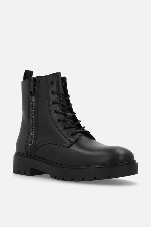 Combat mid laceup boot zip - Black 