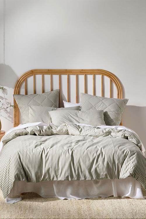 Stripe yarndye duvet cover set - charcoal