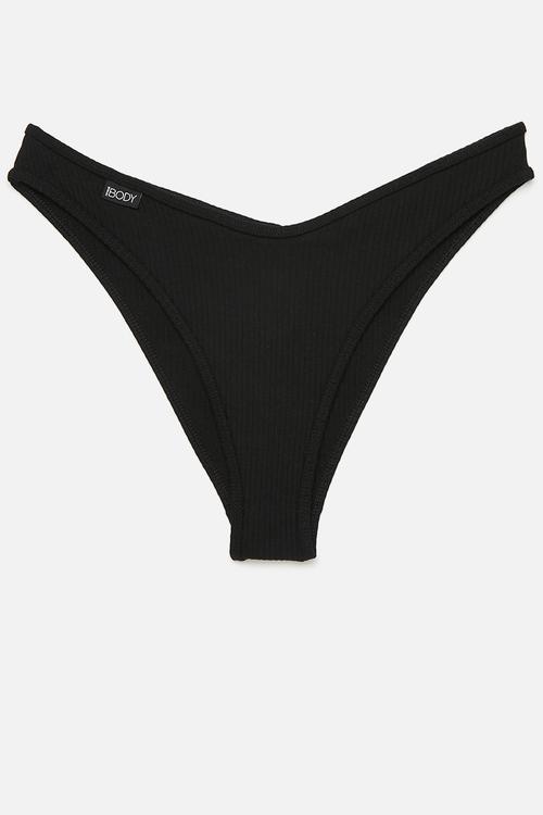 Organic Cotton Rib Cheeky Brief - Black