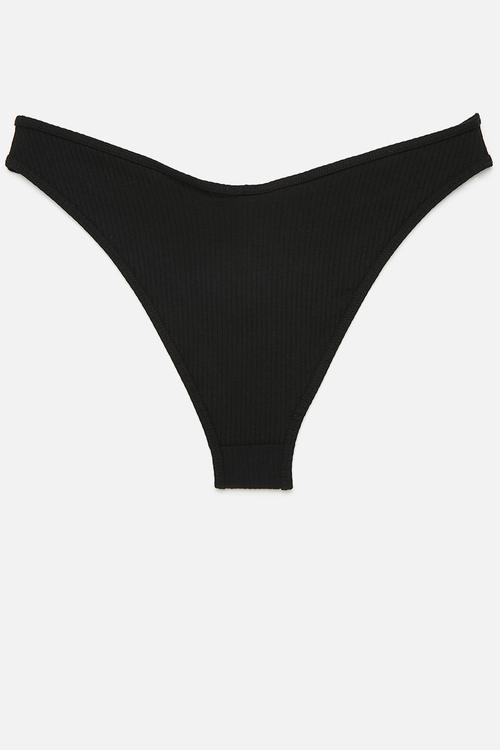 Organic Cotton Rib Cheeky Brief - Black