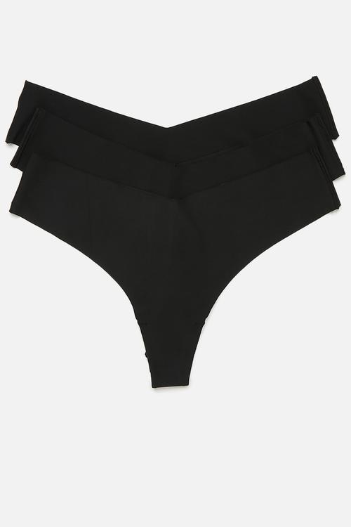 The Invisible G String Brief 3 Pack - Black/Black/Black