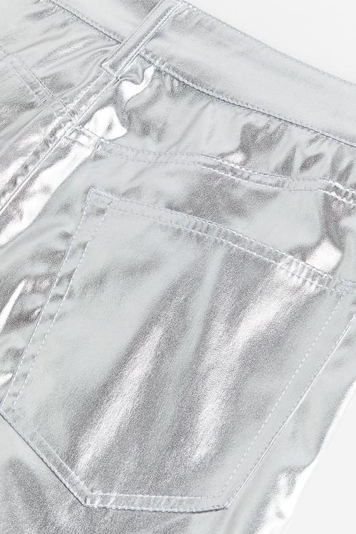 90s straight coated trousers - silver-coloured