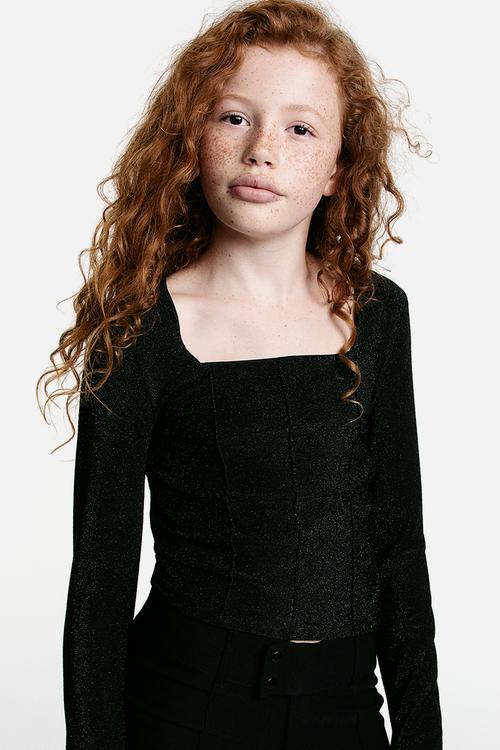Jersey top with pintucks - black