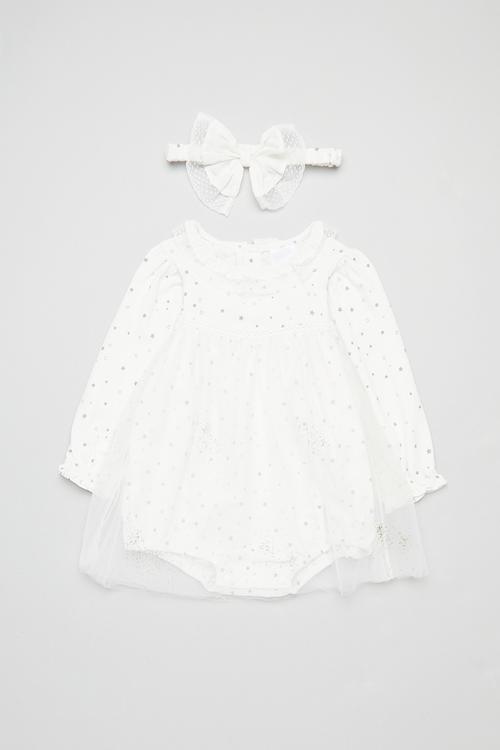 Romper dress & headband set - white