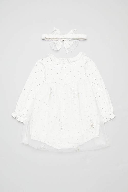 Romper dress & headband set - white