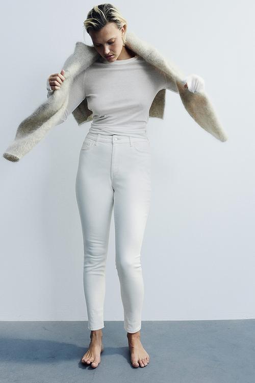Curvy fit ultra high ankle jeggings - white