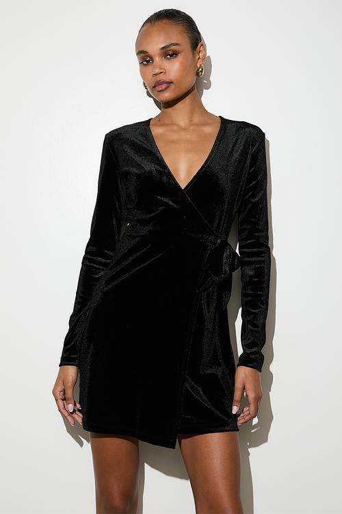 velour wrap mini - black