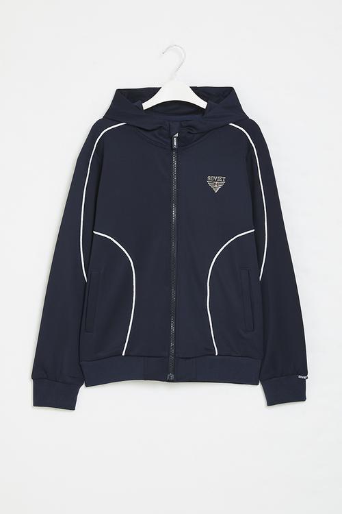 Boys zip through sweat top - navy