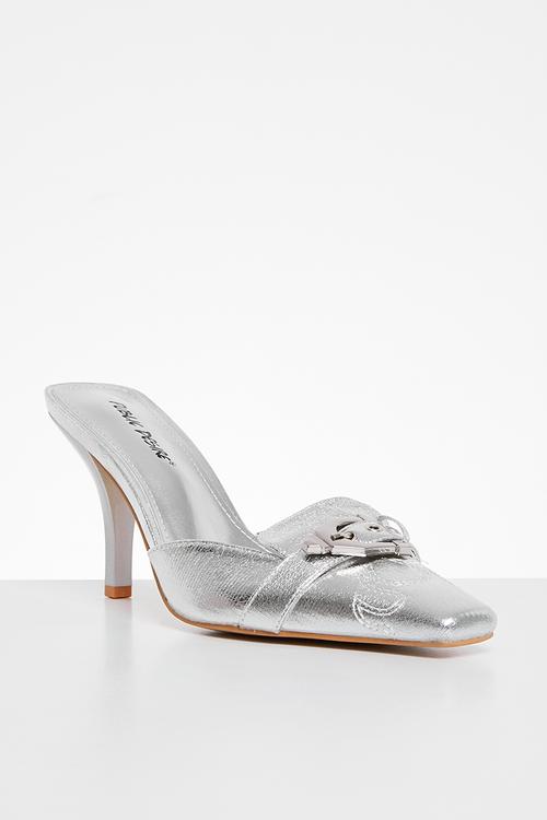 Macchiato heeled mule - silver