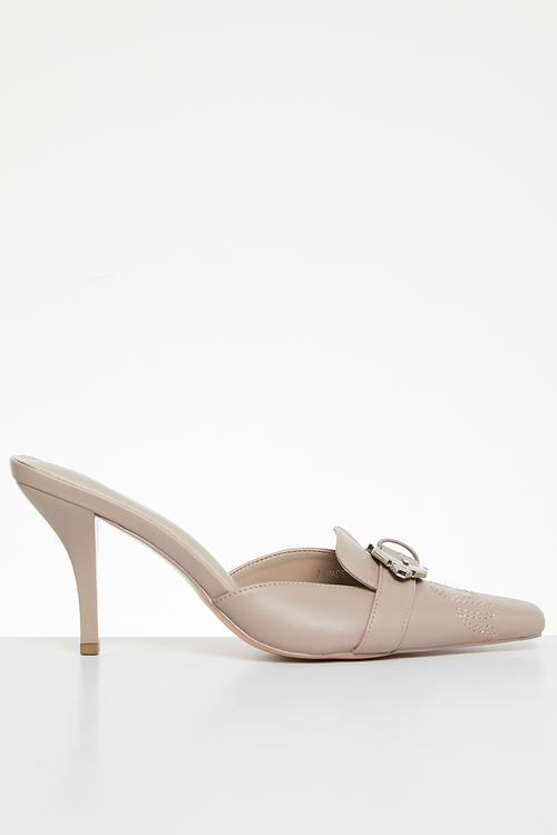 Macchiato heeled mule - taupe