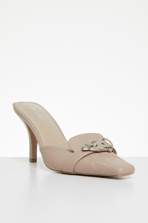 Macchiato heeled mule - taupe