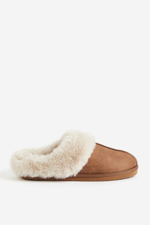 Warm-lined slippers - brown