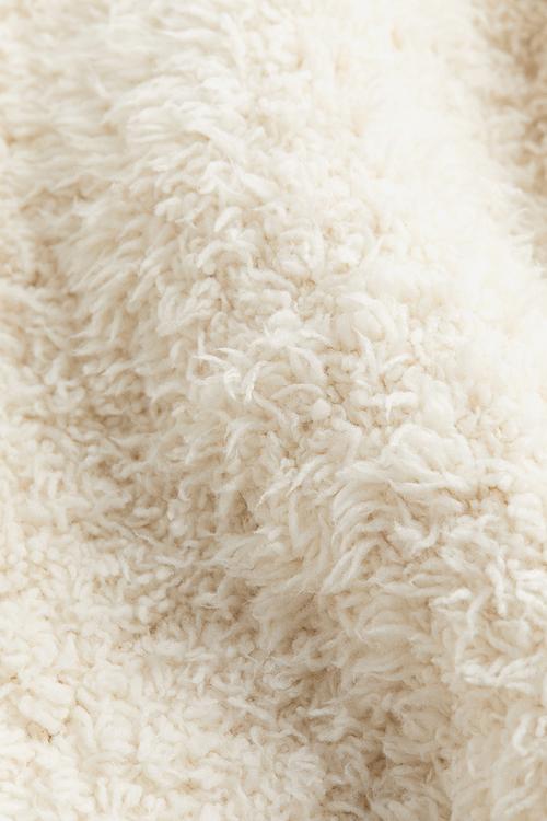Fluffy-knit loungewear top - natural white