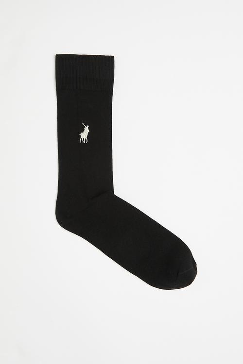 Polo plain logo sock - black