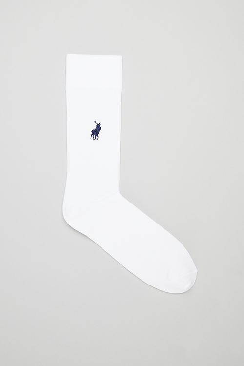 Polo plain logo sock - white
