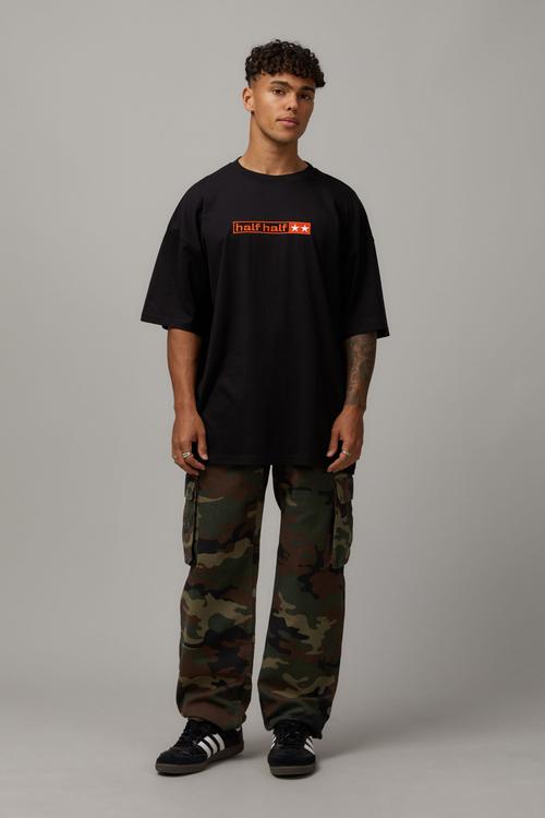 Half Half Straight Cargo Pant - Camo