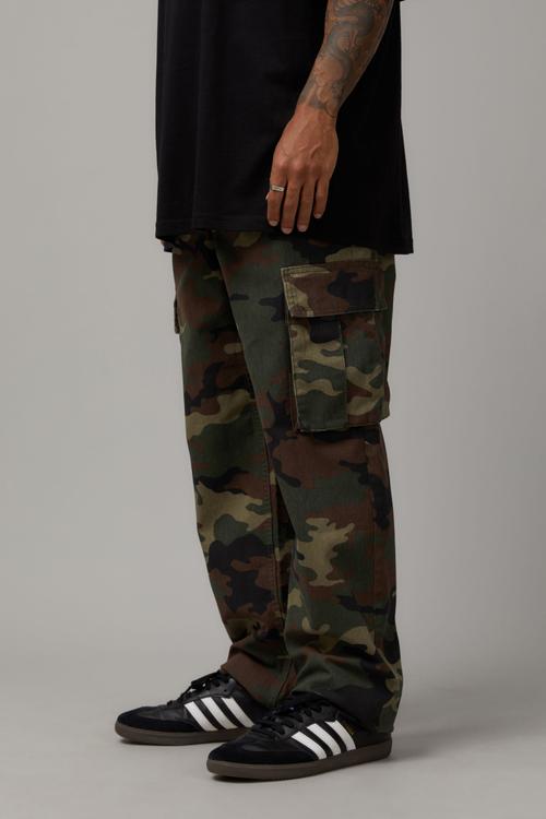 Half Half Straight Cargo Pant - Camo