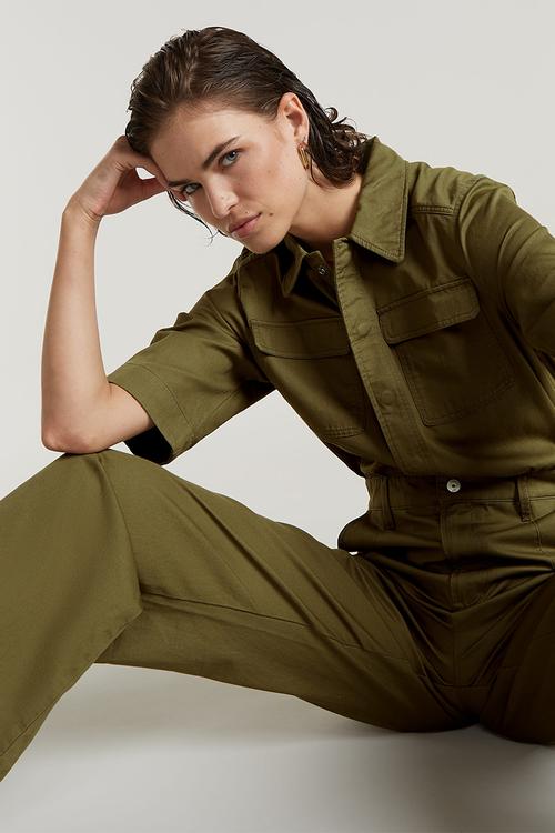 Core jumpsuit s\s wmn - smoke olive