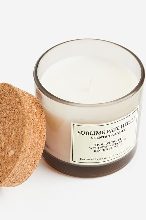 Cork-lid scented candle - beige/sublime patchouli 