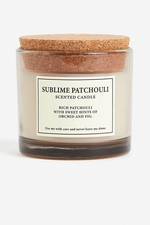 Cork-lid scented candle - beige/sublime patchouli 