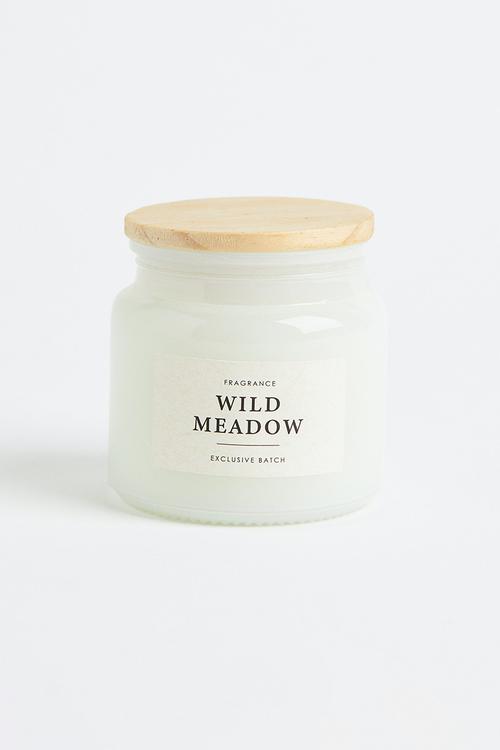 Scented candle in glass holder - white