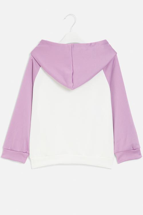 Colour block hoodie - purple & white
