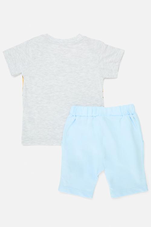 Tee & shorts set - blue & grey