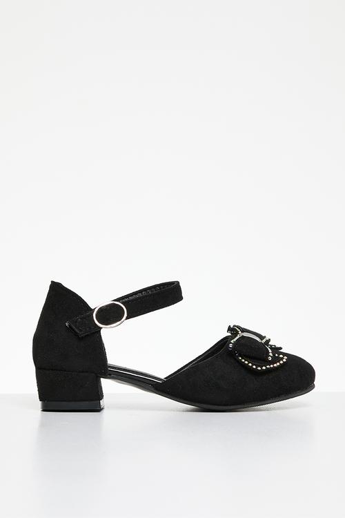 Bowknot kitten heel - black