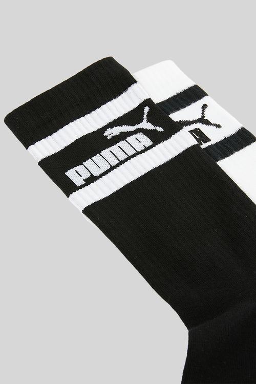 Mens 2 Pk Mid Calf No.1  Logo Socks - Black & White