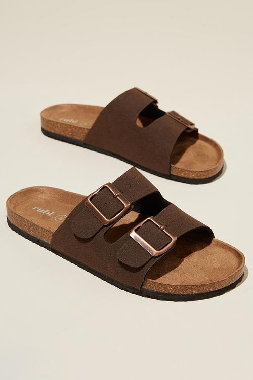 Rex double buckle slide - rich brown micro