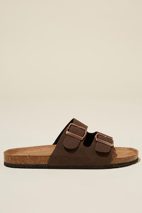 Rex double buckle slide - rich brown micro