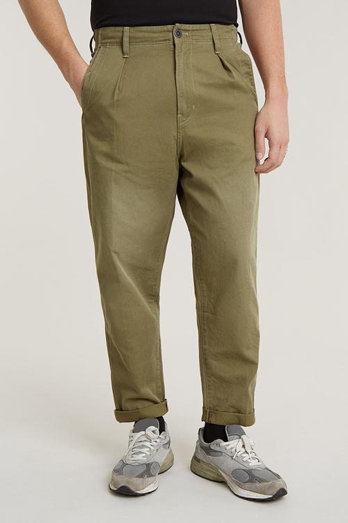 Pleated Chino Relaxed Draper dobby - smoke olive