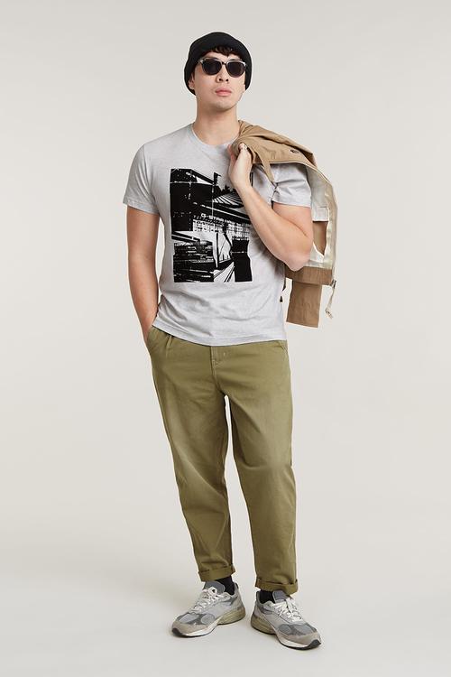 Pleated Chino Relaxed Draper dobby - smoke olive