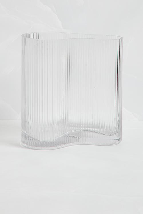 Ripple ribbed vase - clear