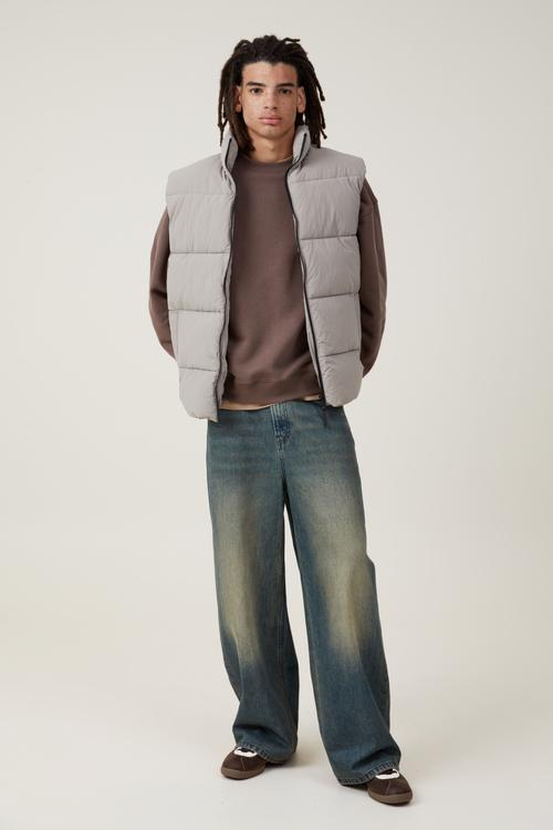 Box fit crew sweater - washed chocolate