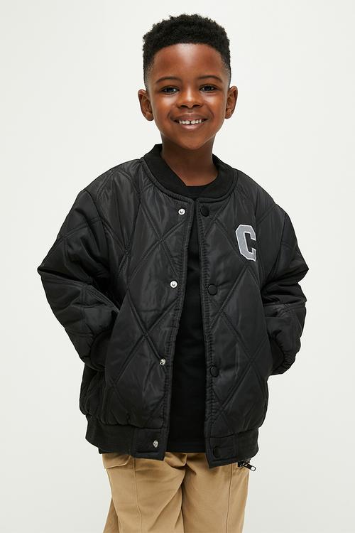 Quilted bomber jacket - black